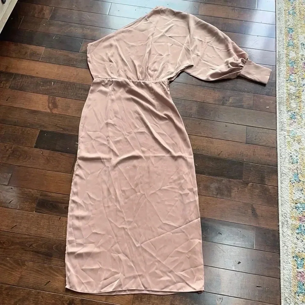 Petal & Pup Womens Regale One Shoulder Drape Midi  Latte Taupe Women’s size XS